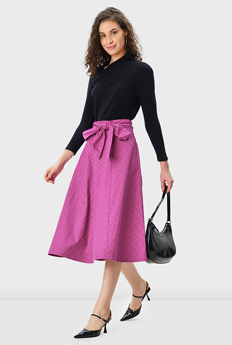 スカート PINK COTTON SKIRT Mini Borden Pink &Yellow Polka-dots 100% Cotton Side Zip