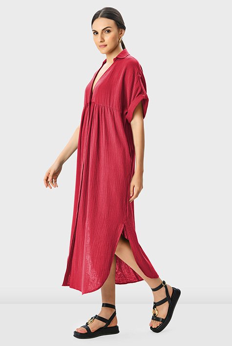 Linen Midi Shirt Dress Made in Italy in Assorted Colours One Size Fits  10,12,14 -  Canada
