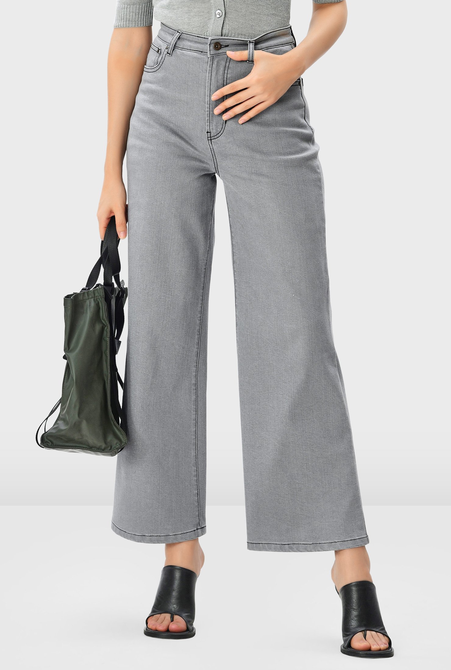 Shop High waist wide leg denim pants | eShakti