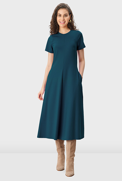 Cotton Jersey A-Line Dress Shop Cotton jersey A-line dress | eShakti