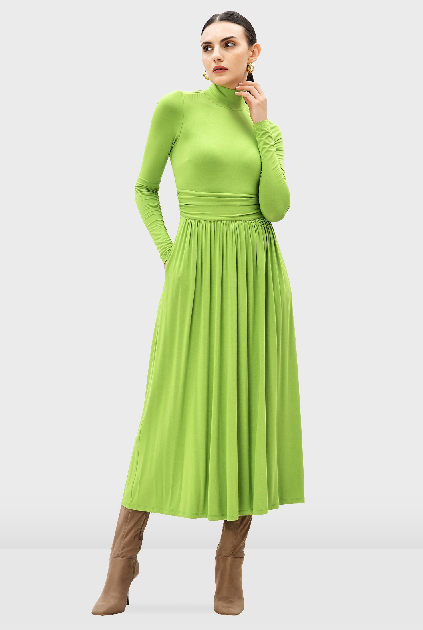 Jersey Roll Neck Maxi Dress