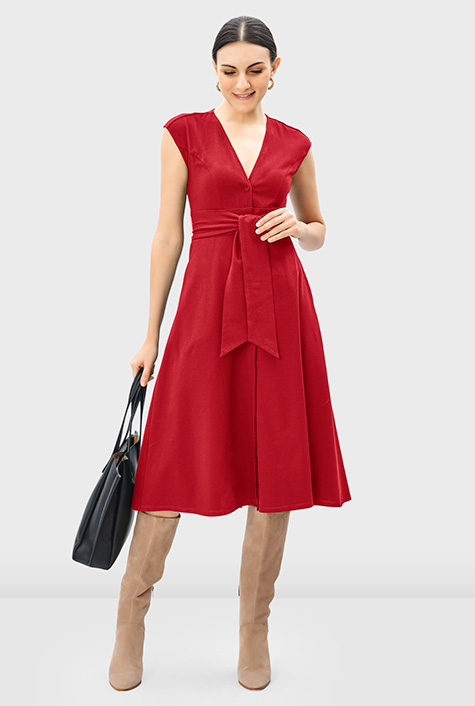 Shop Cotton jersey banded empire shirt dress eShakti