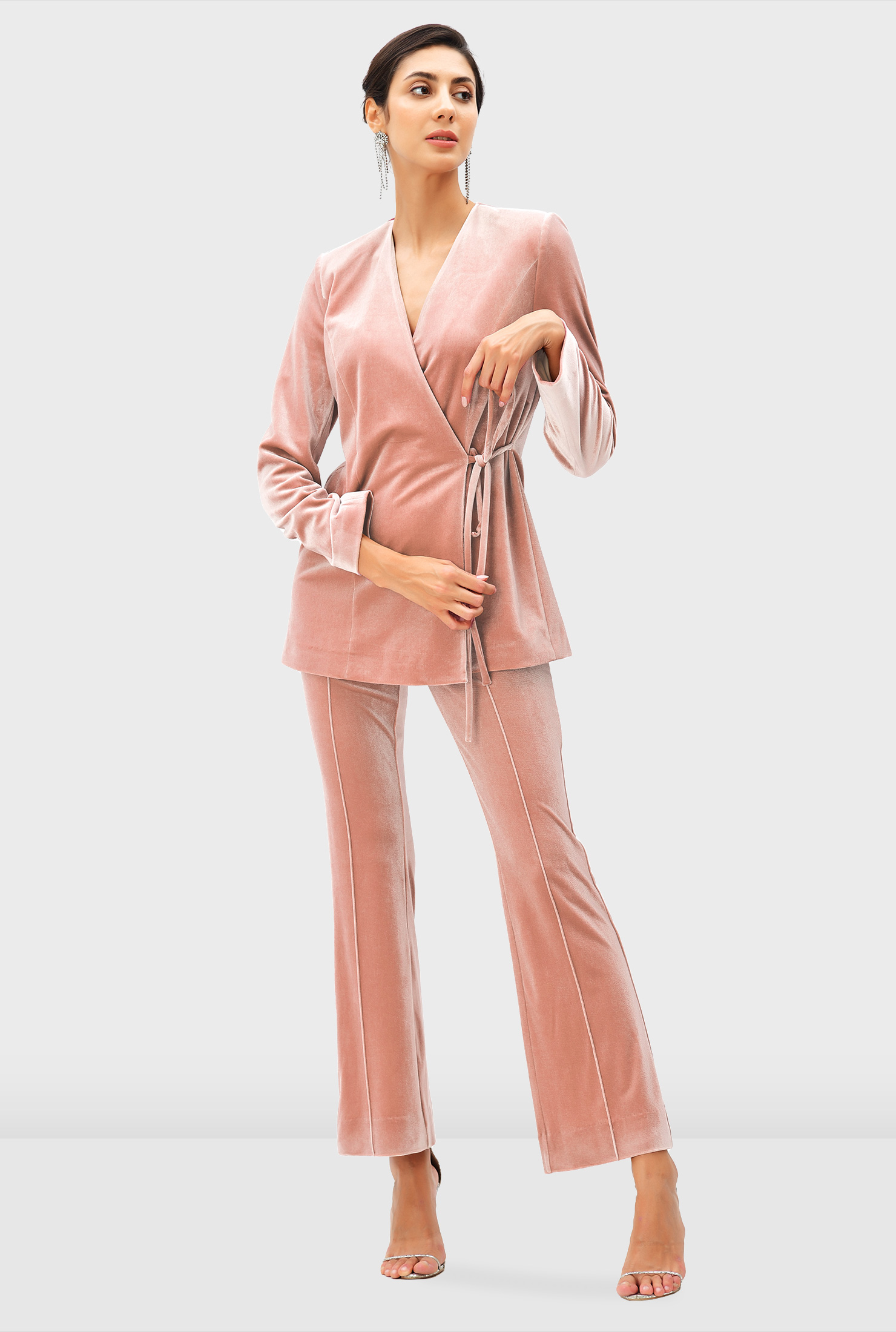 Shop Stretch velvet wrap jacket eShakti