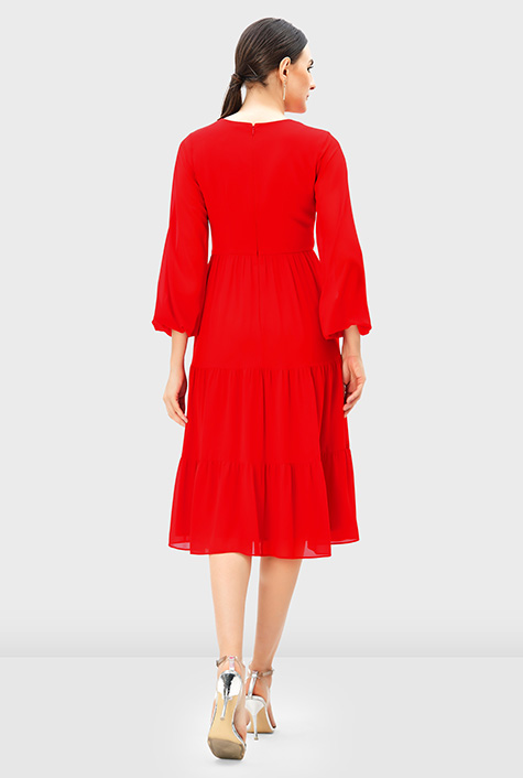 ワンピース Sheer Shiny Gather Tiered Dress Sheer Shiny Gather Tiered Dress - MISTREASS