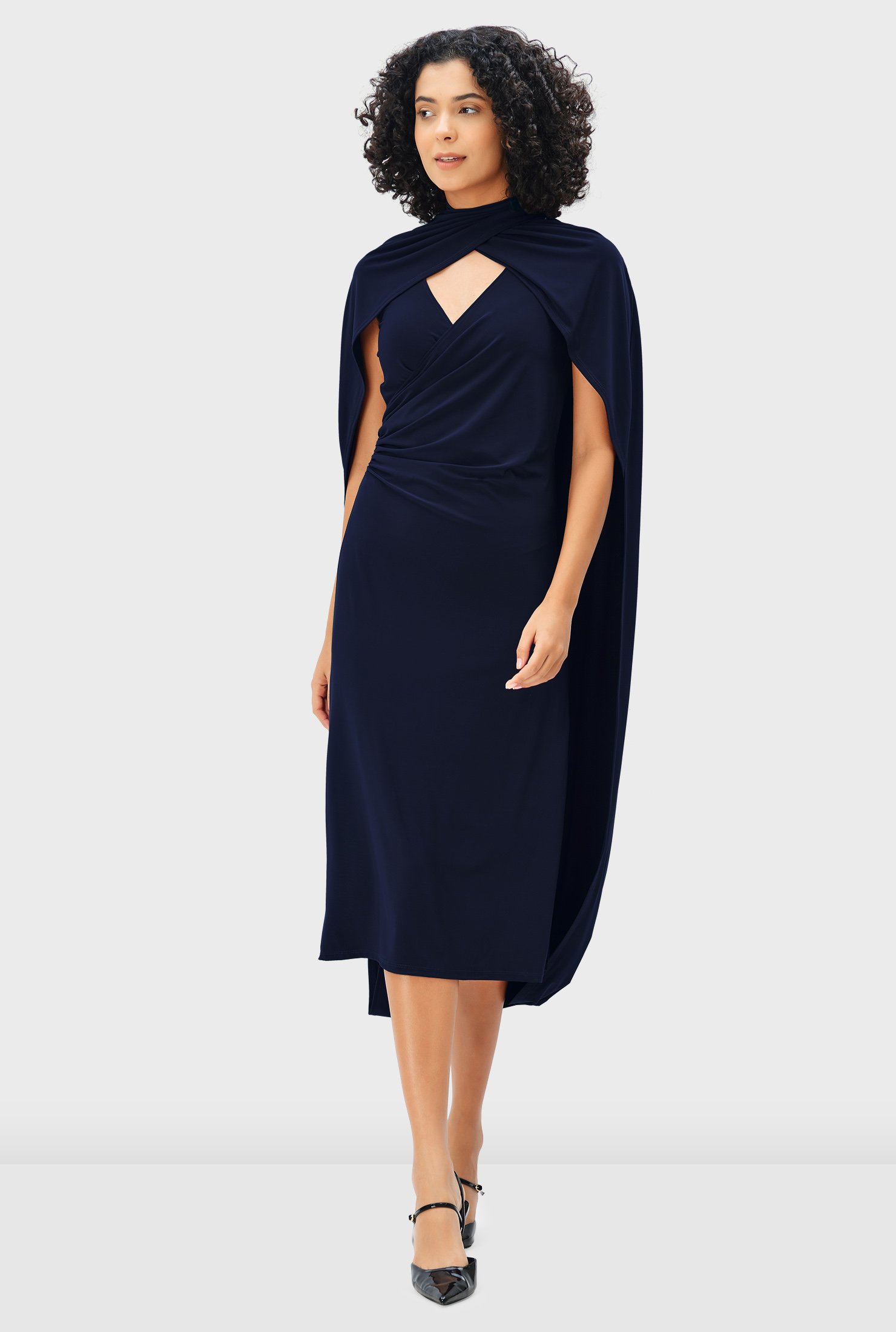 Shop Cape back jersey knit sheath dress | eShakti