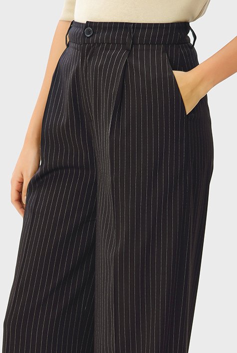 High waist pinstripe twill suiting wide leg pants