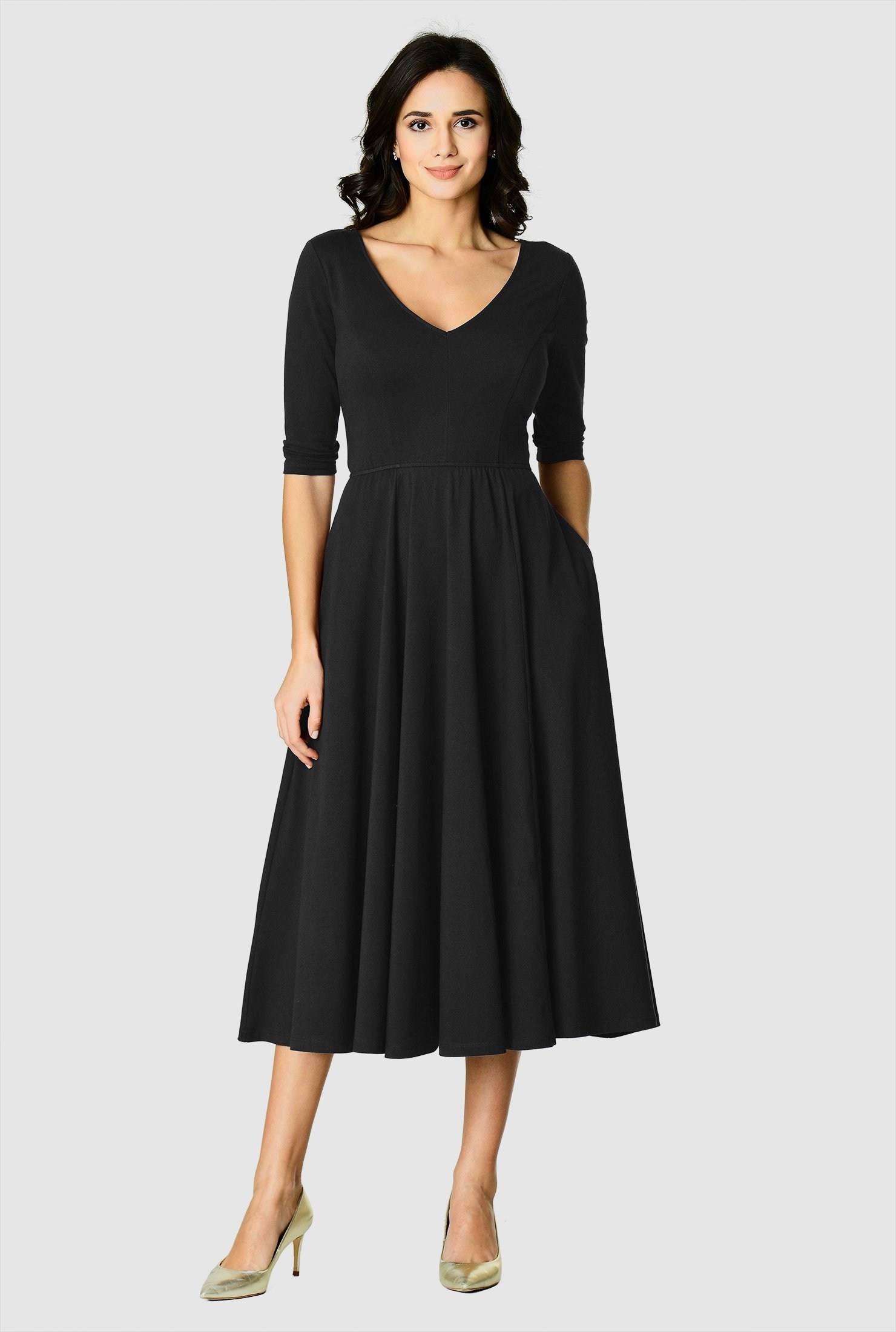Cotton jersey fit and flare dress