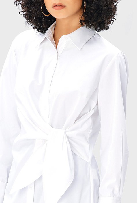Women's White Tie-Front Shirt