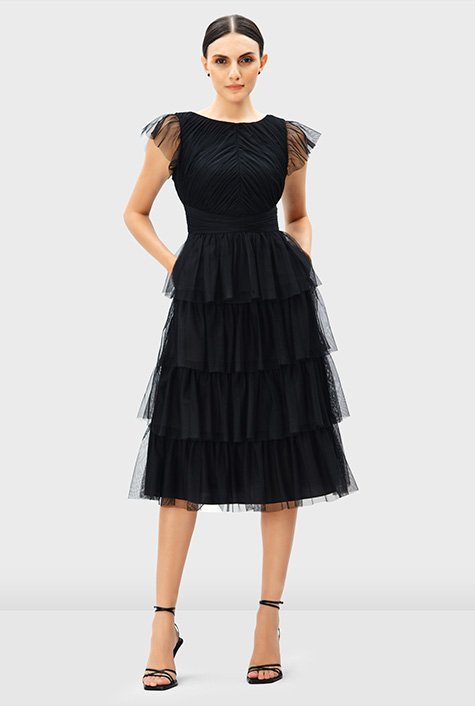 Let Me Be Sheer Tulle Tiered Dress