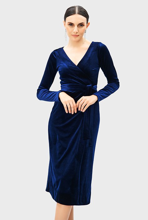 Shop Flutter sleeve stretch velvet twist empire dress