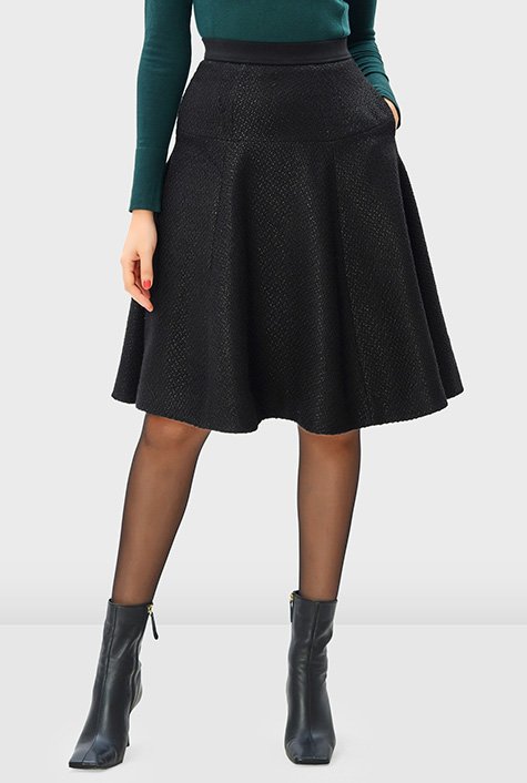 The Basic Ponte Medium Flared A-line Skirt With Elastic Waist