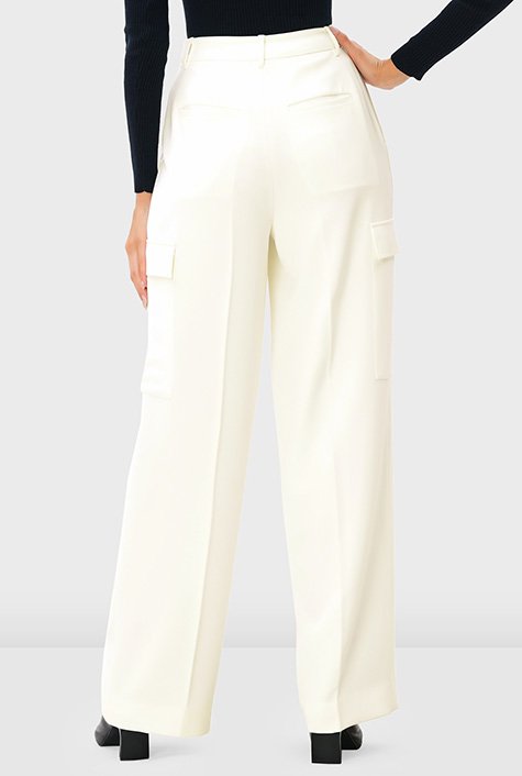Twill suiting wide leg pants