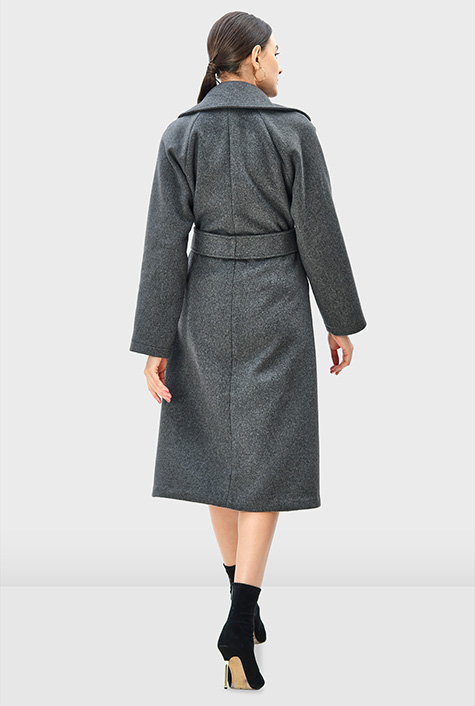 Shop Melton-look wool blend wrap coat | eShakti