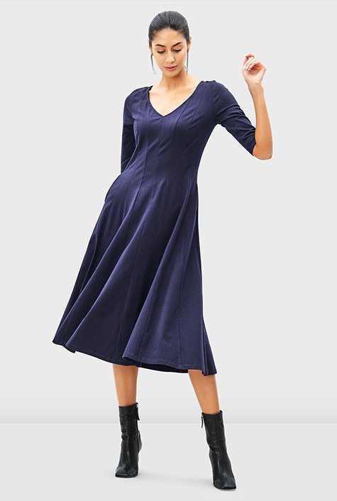 Eshakti Seamed Cotton Jersey A Line Dress