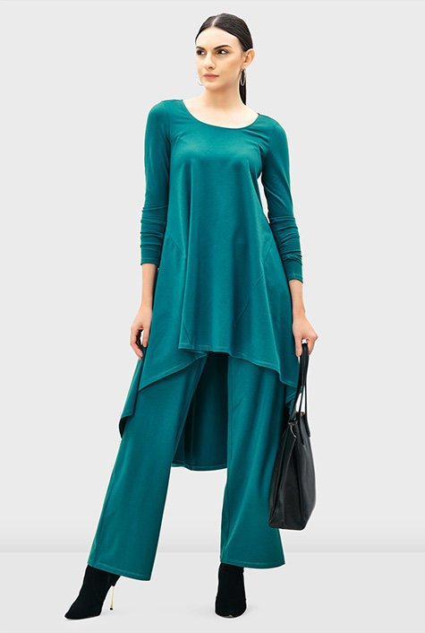 Shop Cotton jersey tunic top and palazzo pants co-ord set