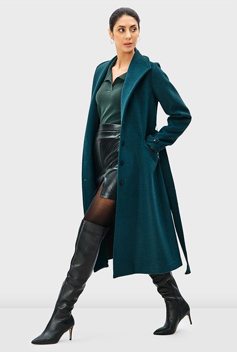 Shop Melton-look wool blend coat | eShakti