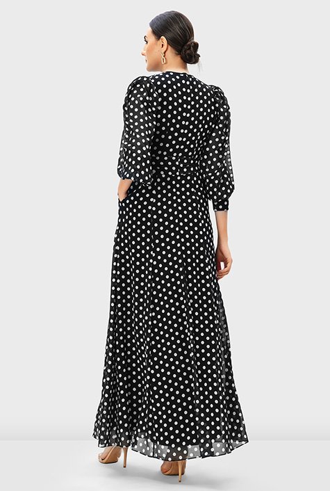Shop Polka Dot Print Georgette Sash Tie Dress Eshakti