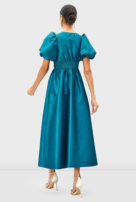 taffeta empire blue dress