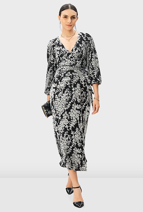 Floral velvet 2025 burnout wrap dress