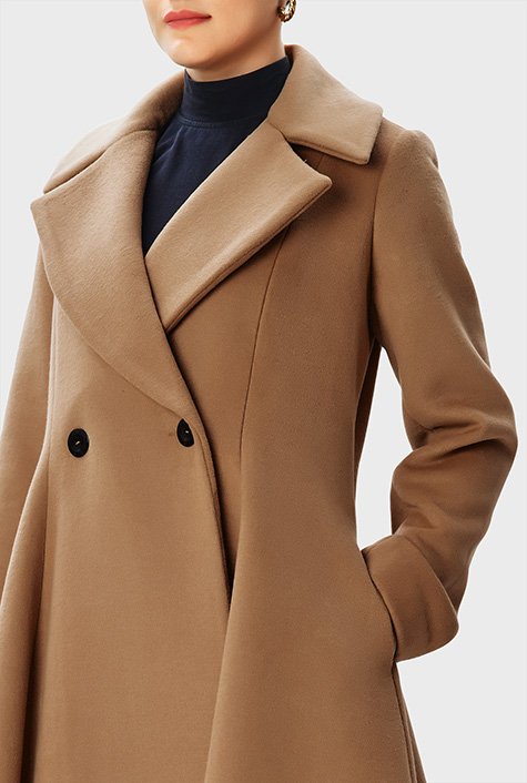 Shop Melton-look flared double breasted coat | eShakti