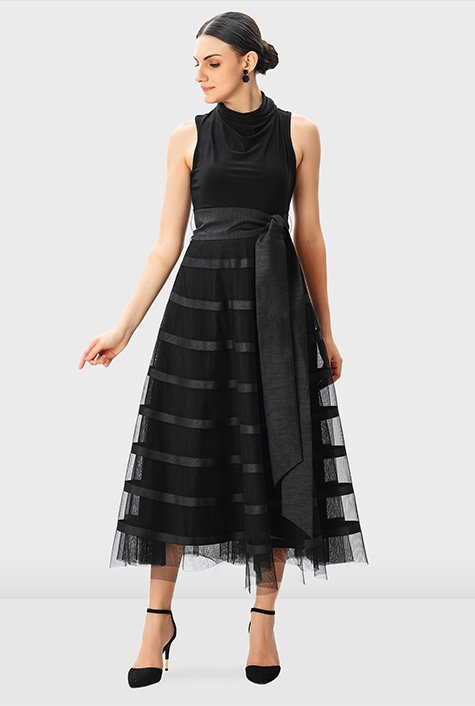 Tulle midi dress shop with ribbon ties