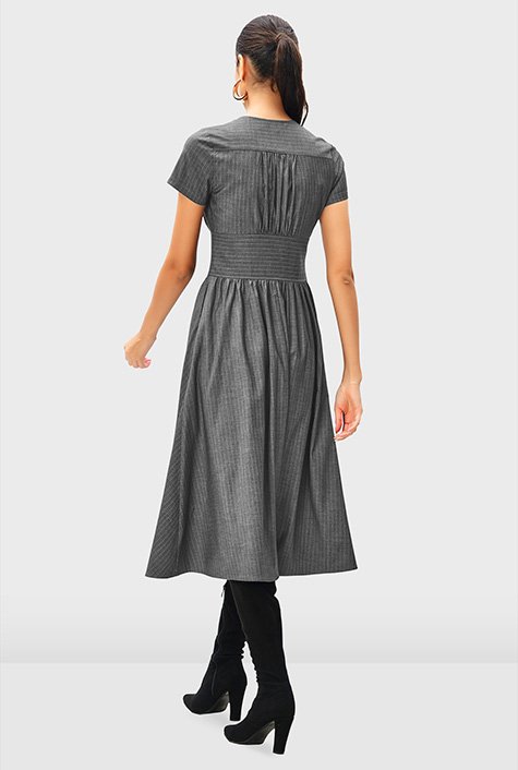 Shop Metal zip pieced soft pinstripe twill dress