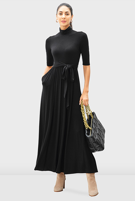 Shop High neck rayon jersey maxi dress eShakti