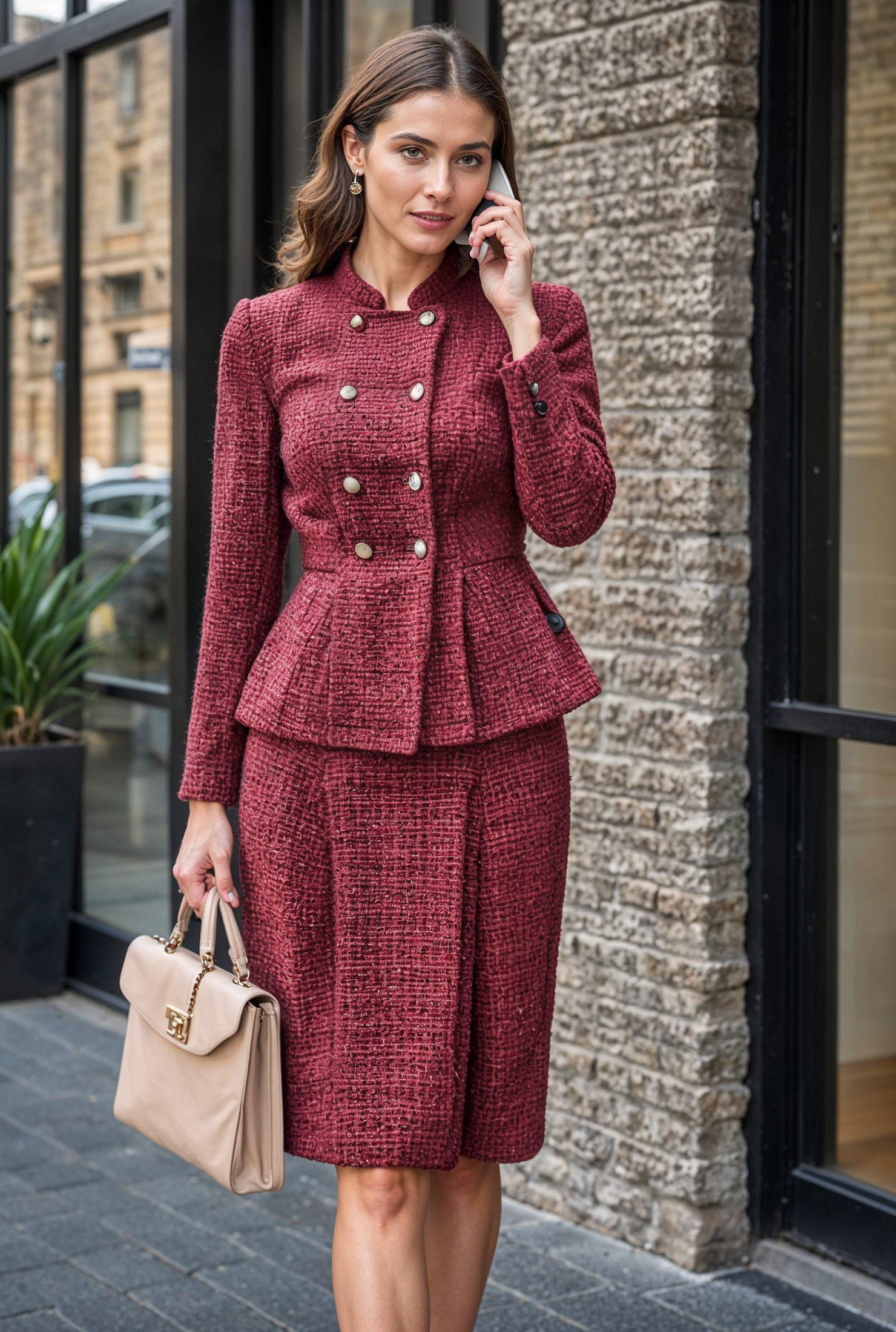 Shop Double button front boucle peplum jacket | eShakti