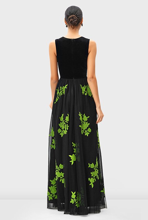 Embroidered sheer 2024 maxi dress