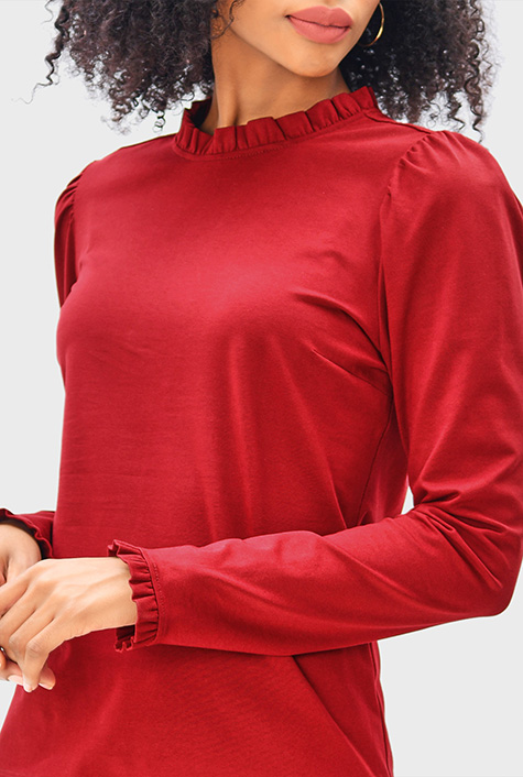 Shop Ruffle frill cotton jersey top | eShakti