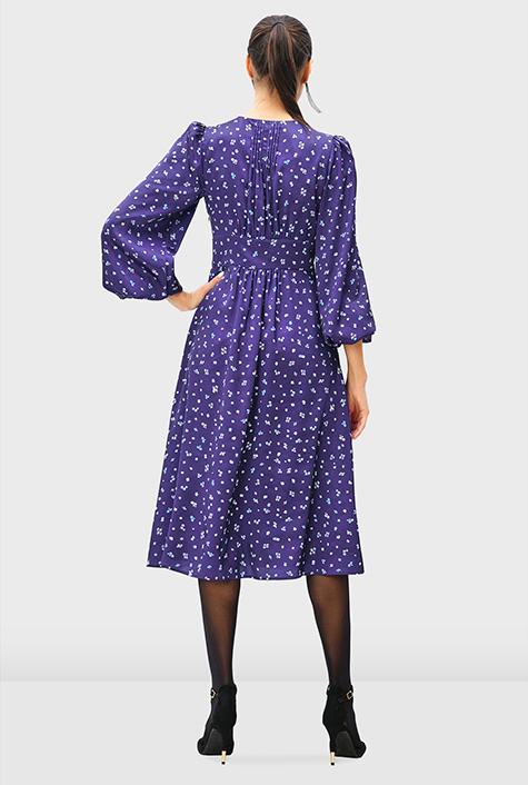 Shop Graphic print satin empire dress eShakti