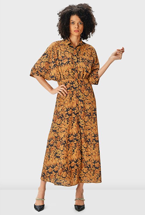 ₹890+ shipping Women's Butterfly sleeves Midi Floral dress in Georgette  material.Has plain boat neck with butterfly sleeves.extar short