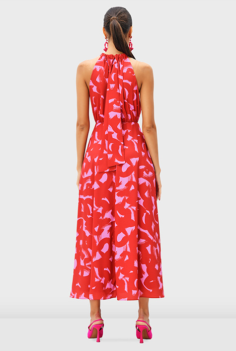 パーティードレス Scarf Neck Crepe Dress Illusion Deep-V Center Slit Stretch Crepe Dress | David's Bridal