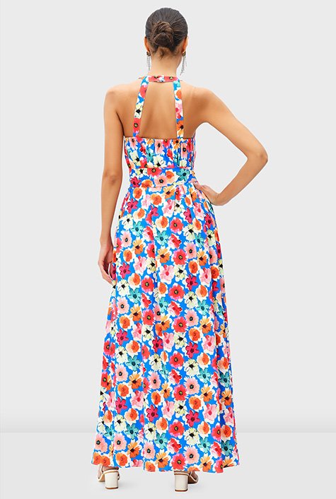 High neck floral maxi shops dress