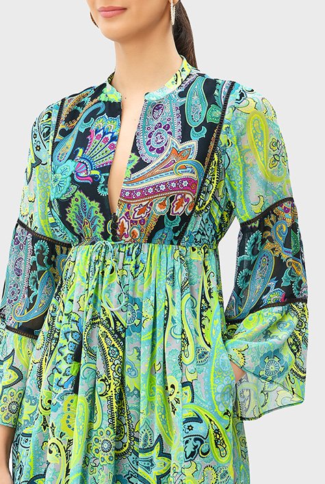 Mixed botanical 2025 print georgette dress