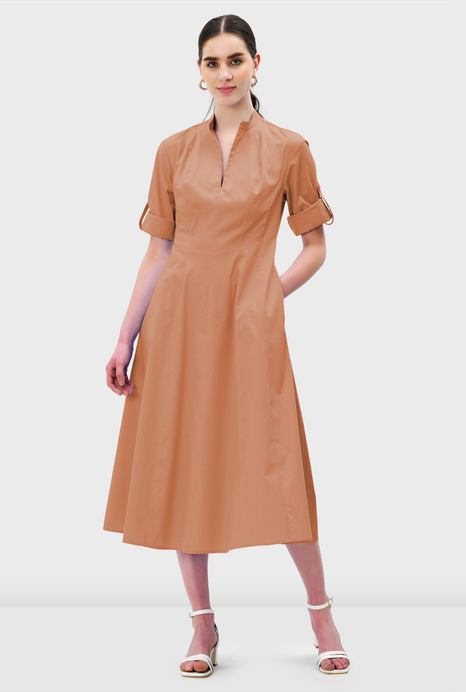 【マーシャ】Cotton Poplin Wave Tuck Dress MASHA COTTON POPLIN SLEEVELESS MIDI DRESS – Velvet by Graham