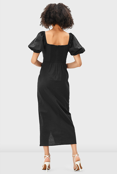 Shop Linen cotton vented sheath dress eShakti