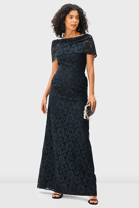 Shop Floral lace popover maxi dress eShakti