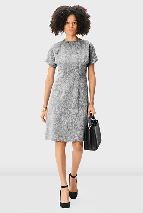 Eshakti Cross Hatch Suiting Empire Shift Dress