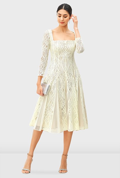 Cream Ivory Lace A Line shops dress