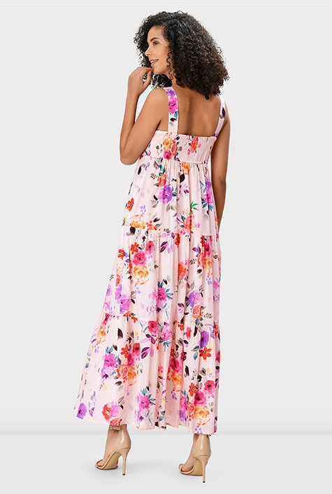 卸売 Watercolor Floral Tiered Dress - ワンピース