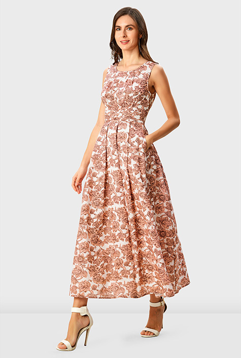 Shop Floral print cotton linen chelsea dress eShakti