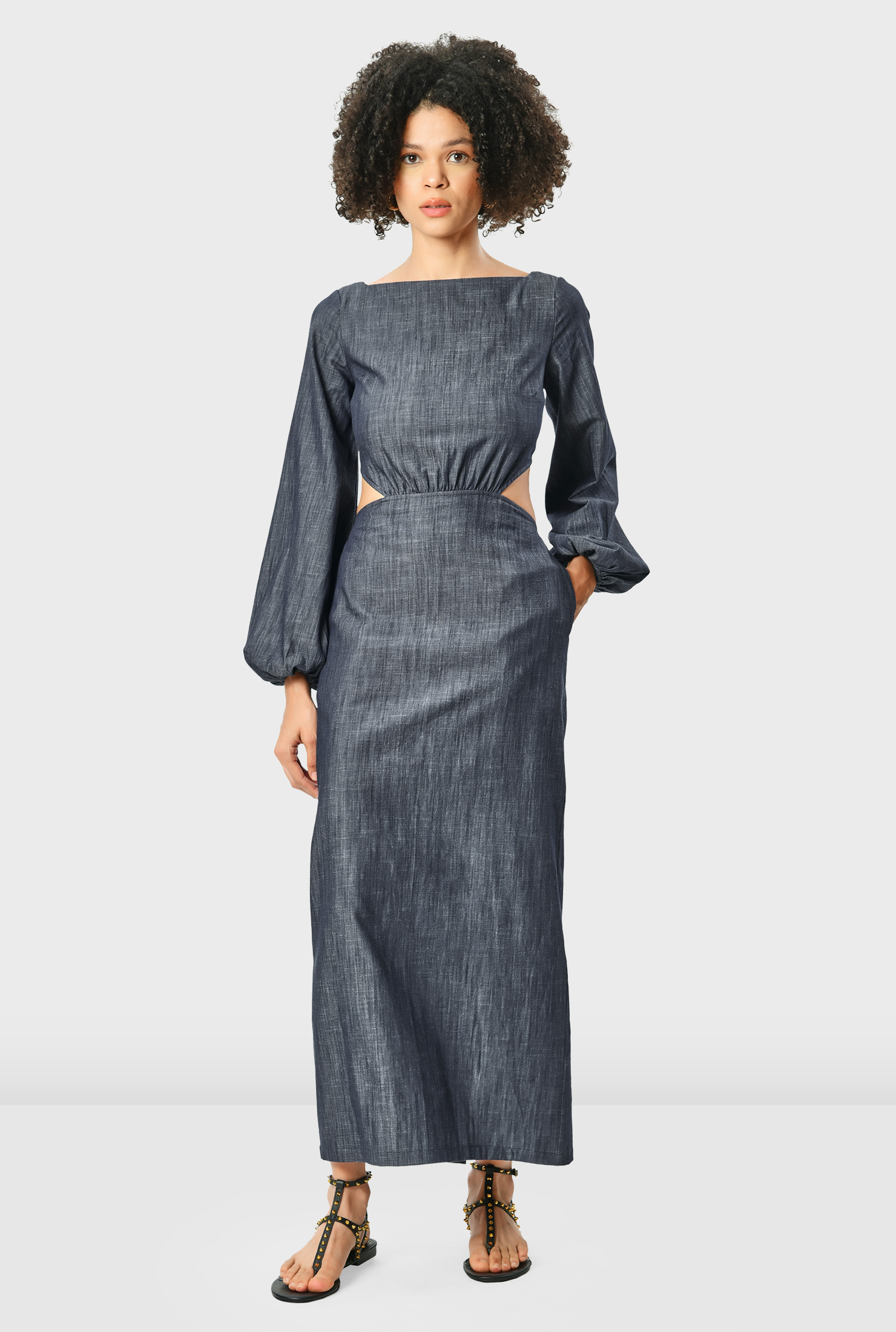 ワンピース Lace Trimmed Chambray Dress Lace Trimmed Chambray Dress