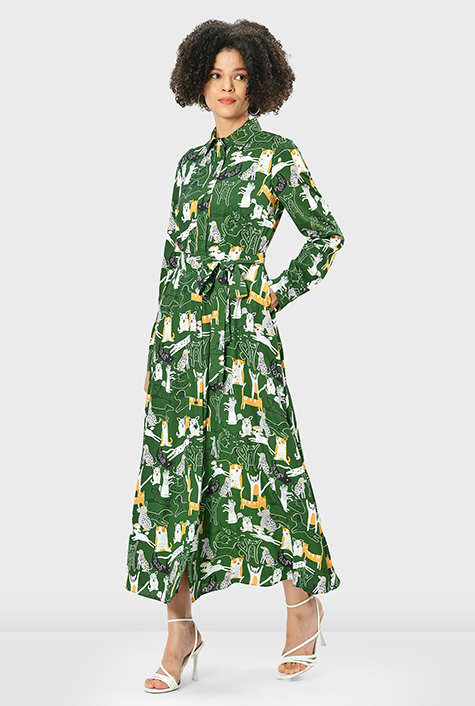 【関税＆送料込み】ChloAC Crepe Shirtdress Shop Tie-neck chiffon shift dress | eShakti
