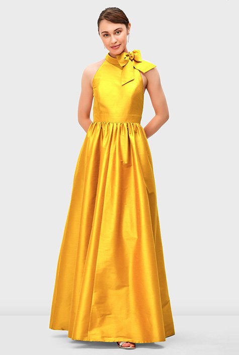 High neck bow tie dress best sale