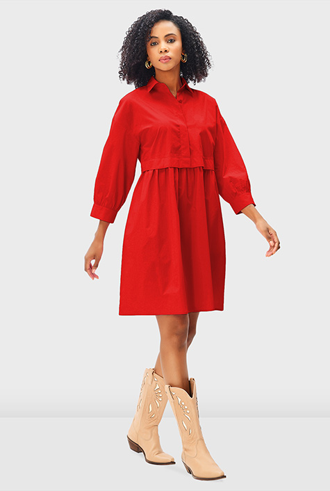 Shop Cotton poplin relaxed shirt dress | eShakti