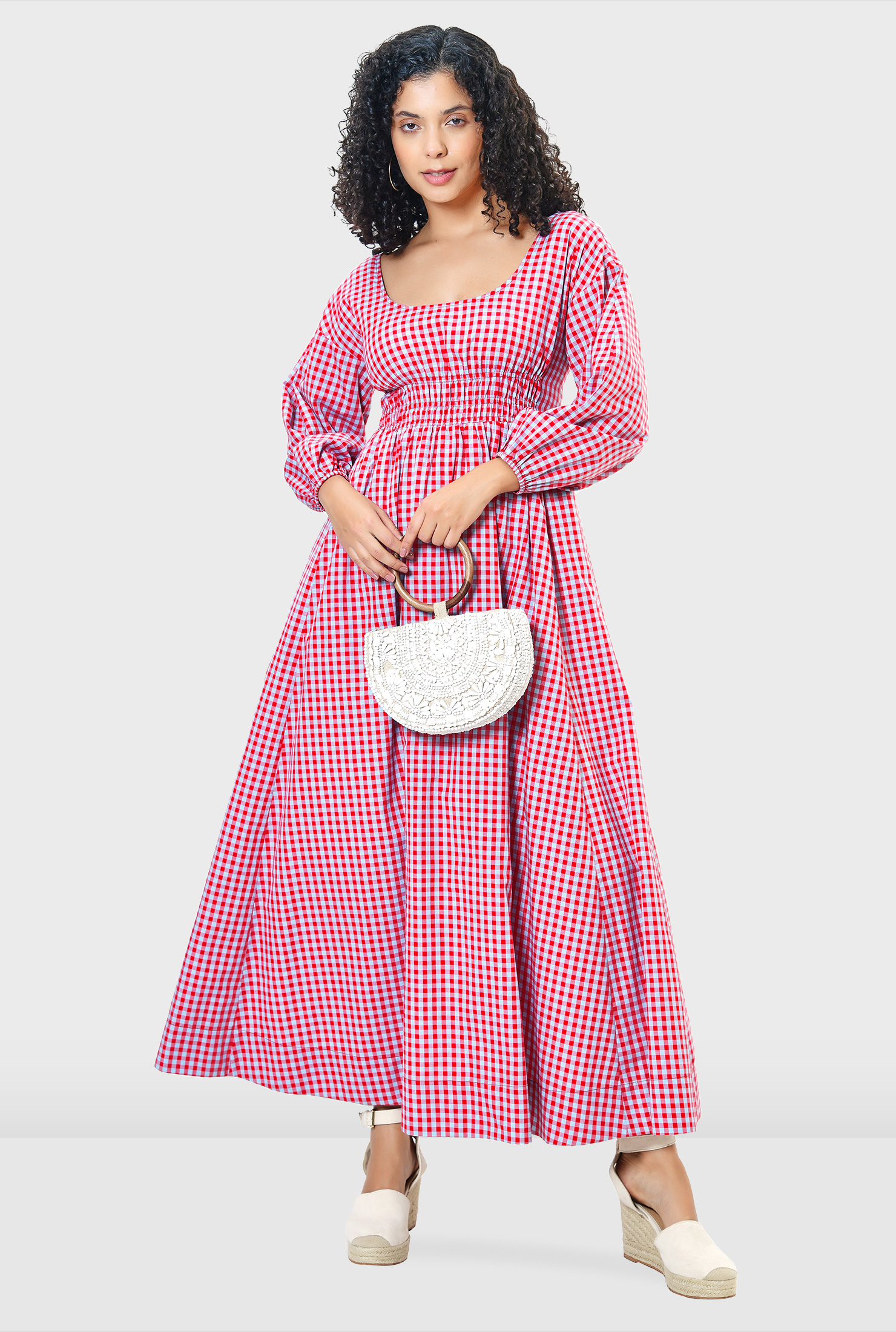 ワンピース GINGHAM CHECK 2WAY PUFF SLEEVE DRESS Ameri VINTAGE - GINGHAM CHECK 2WAY PUFF SLEEVE DRESSの通販