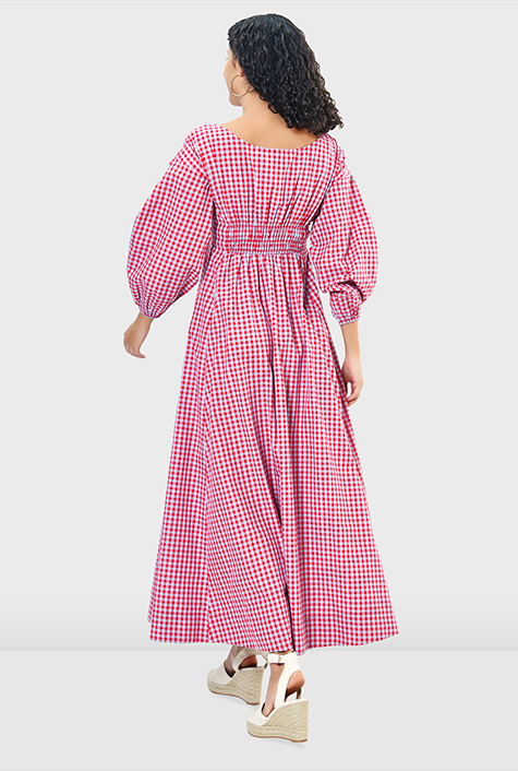 ワンピース acka airy check puff one-piece airy check puff one-piece – Acka online store