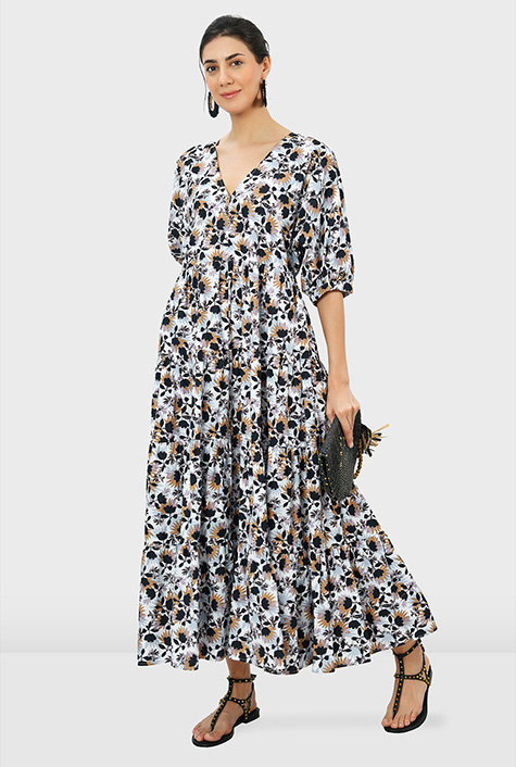 Shop Juliet sleeve ruffle frill trim cotton poplin dress