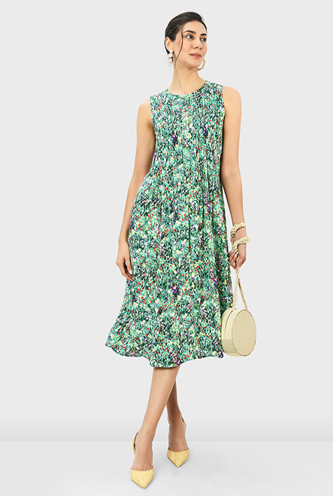 Shop Flutter sleeve floral print empire dress | eShakti